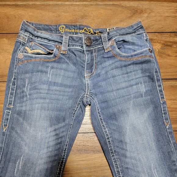 Grace in LA Jeans Low Rise Decorated Back Pockets - Size 5/26 - Picture 5 of 9